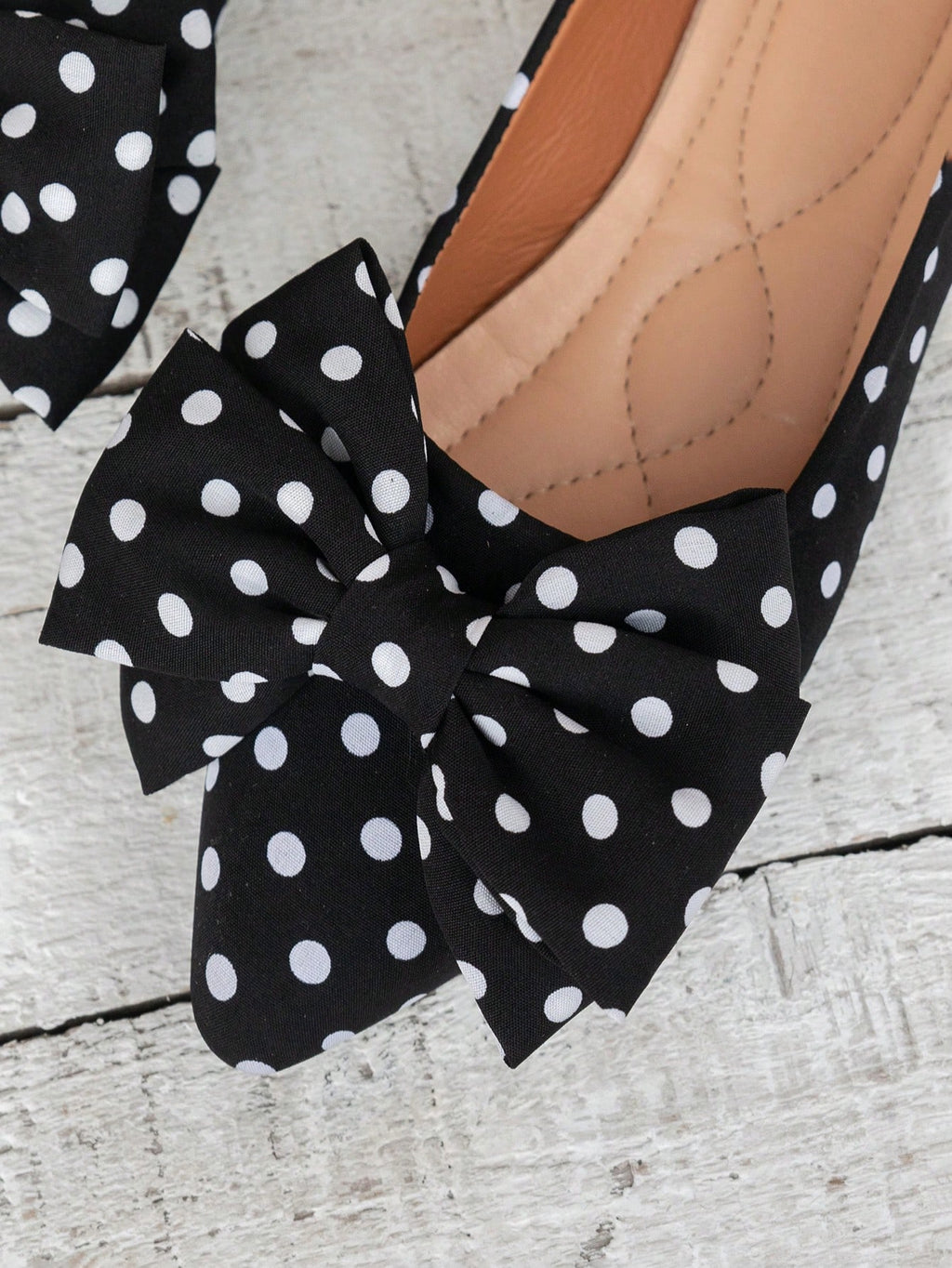 Women's Fashion Polka Dot Bow Pointed Toe Flat Shoes, Comfortable Lining Slip-On, Elegant Versatile Daily Wear